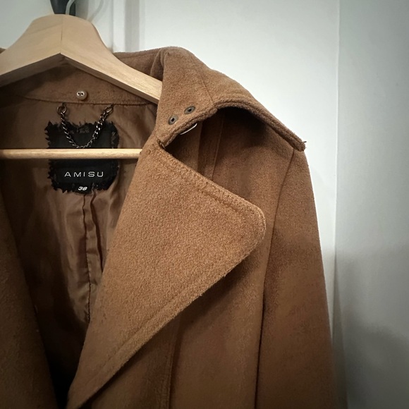 Amisu Tan Trench Coat with Belt - Picture 3 of 7